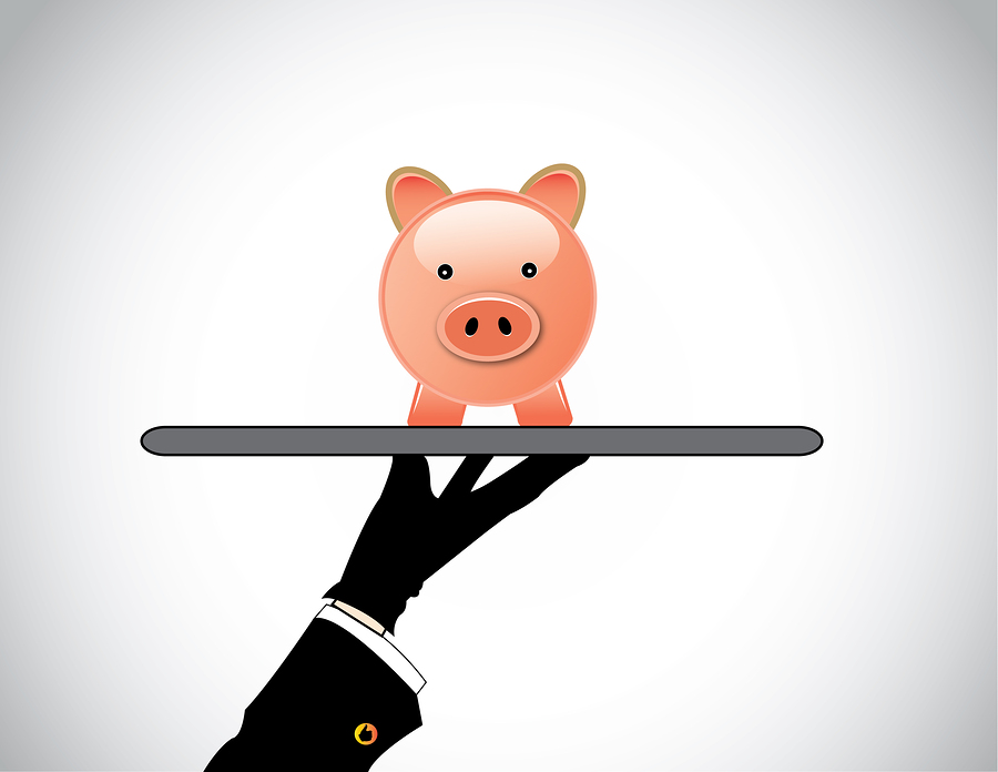 embezzling money with piggy bank